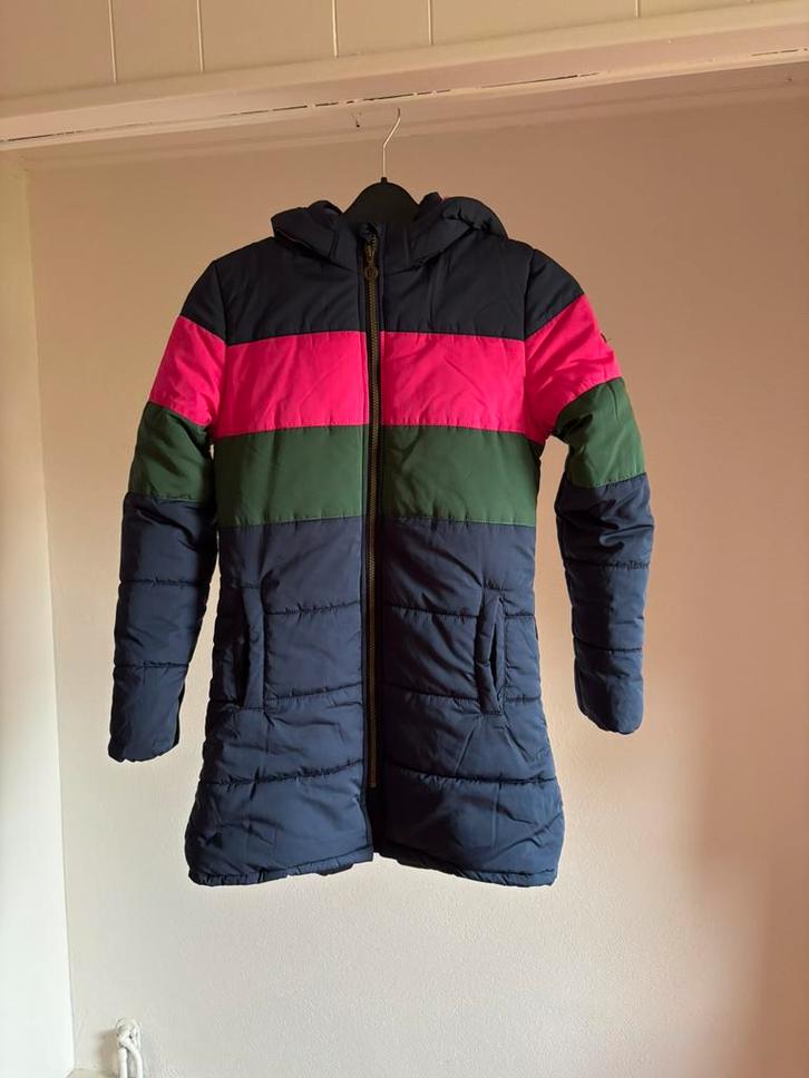 Donkerblauw/roze/groen gestreepte b.nosy winterjas 158/164, Kinderen en Baby's, Kinderkleding | Maat 158, Zo goed als nieuw, Meisje