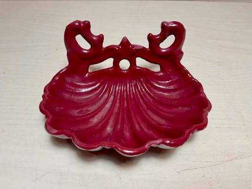 Vintage gietijzeren zeepbakje bordeauxrood, Antiek en Kunst, Antiek | Emaille, Ophalen of Verzenden