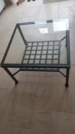 Ikea metalen salontafel met glazen blad, 50 tot 100 cm, Minder dan 50 cm, Gebruikt, Metaal