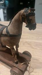 Antiek houten speelgoedpaard op wielen, Antiek en Kunst, Ophalen of Verzenden