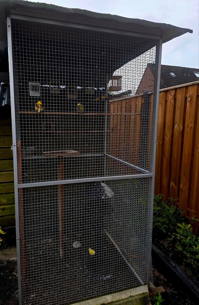 Vogelkooi/volière voor buiten., Dieren en Toebehoren, Vogels | Hokken en Kooien, Zo goed als nieuw, Volière, Aluminium, Ophalen