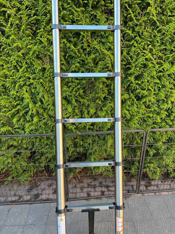 Telescoopladder 3.80m RVS, Doe-het-zelf en Verbouw, Ladders en Trappen, Nieuw, Ladder, 2 tot 4 meter, Opvouwbaar of Inschuifbaar
