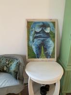 Mooi modern naakt schilderij. Blauwe tinten. Ingelijst, Ophalen