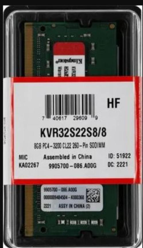 Kingston 8GB DDR4 SODIMM, Computers en Software, RAM geheugen, Nieuw, Laptop, 8 GB, DDR4, Verzenden