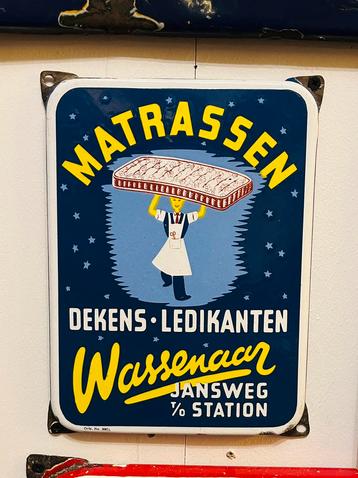 Enaille reclamebord Matrassen Wassenaar Langcat Bussum beschikbaar voor biedingen