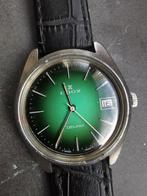 Edox Delfin Groene Wijzerplaat Horloge, Overige merken, Leer, Staal, Polshorloge