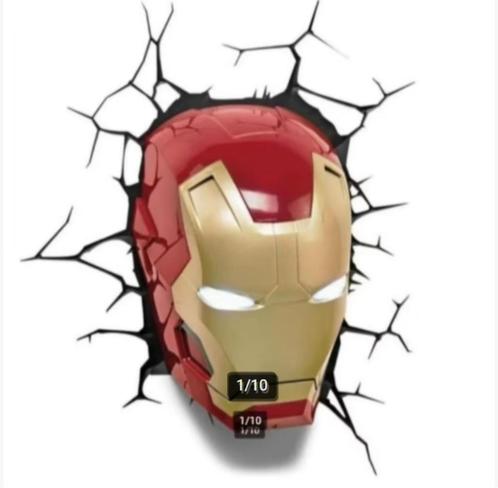 Marvel Iron Man 3D LED-wandlamp Masker (NIEUW), Huis en Inrichting, Lampen | Wandlampen, Nieuw, Kunststof, Ophalen of Verzenden