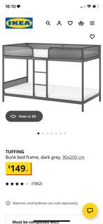 Ikea Tuffing stapelbed frame, Ophalen, 90 cm, 160 tot 180 cm, Tweepersoons