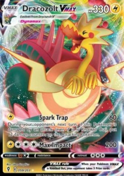 Dracozolt VMAX #059 - EVS -Evolving Skies, Hobby en Vrije tijd, Verzamelkaartspellen | Pokémon, Nieuw, Losse kaart, Verzenden