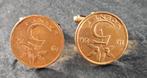 Vintage Manchetknopen van Nederlandse stuiver, 5 cent, Ophalen of Verzenden, Gebruikt, Overige materialen, Verguld