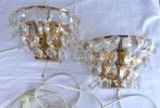 2 messing wandlampen met glas, Verzenden