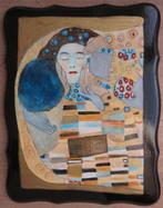 schilderij Ode aan Klimt De kus 42x33cm, Minder dan 50 cm, Nieuw, Ophalen of Verzenden, Schilderij
