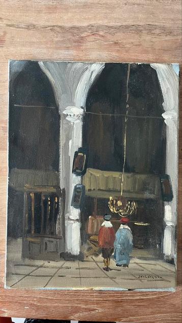 Jan Kelderman olieverf schilderij op doek kerkinterieur no6 beschikbaar voor biedingen
