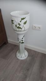 Antieke Bloempot met Zuil HANDGESCHILDERD., Binnen, Rond, Gebruikt, Minder dan 25 cm