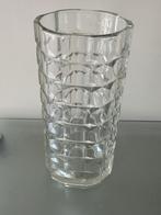 Vintage Vaas van Drukglas - Facetgeslepen Patroon, Gebruikt, Overige kleuren, Ophalen of Verzenden, Glas