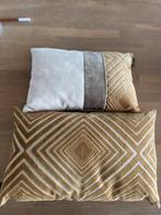 Brons Sierkussens - Set van 2, Huis en Inrichting, Woonaccessoires | Kussens, Ophalen, Zo goed als nieuw, Beige, Rechthoekig