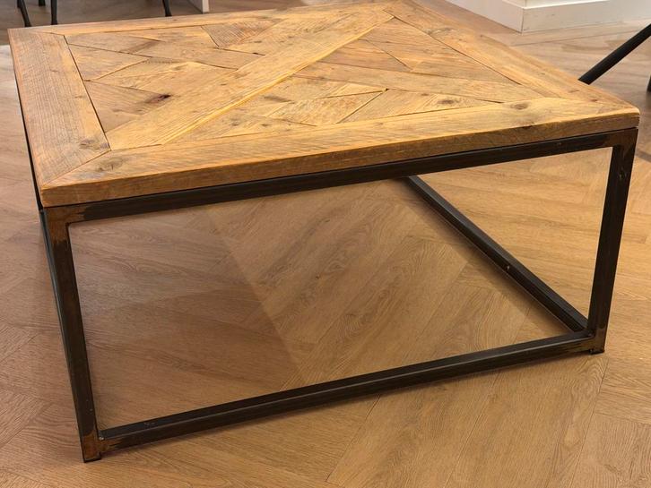 Salontafel oud steigerhout - 85x85x42 cm, Huis en Inrichting, Tafels | Salontafels, Gebruikt, Minder dan 50 cm, 50 tot 100 cm