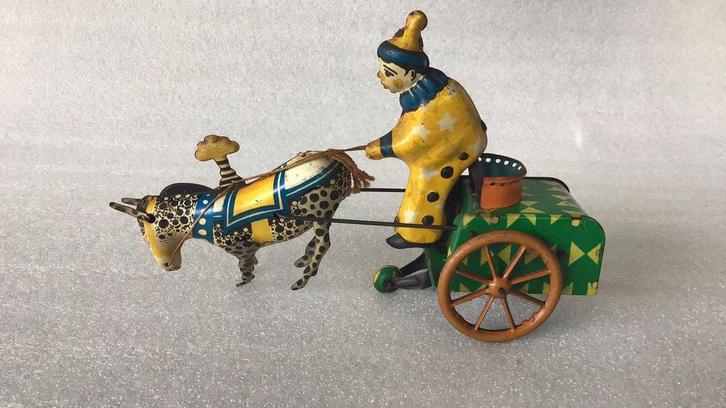 Clown met kar en pony, Antiek en Kunst, Antiek | Speelgoed, Ophalen of Verzenden