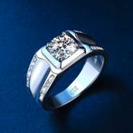 Zilveren mannen ring met Moissanite Diamant 1 karaat D kleur, My Name Is Nobody, Verzenden, Nieuw, Thisisnobody2025@gmail.com