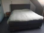 Grijze Boxspring 180x200 met Hoofdbord, Ophalen, Tweepersoons, Zo goed als nieuw, 180 cm