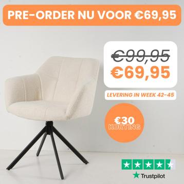 Eetkamerstoel Rosalie - Witte teddy boucle stof beschikbaar voor biedingen