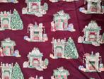 kerst quiltstof: bordeaux met open haarden 3.20 x 1.10 cm, Nieuw, Ophalen of Verzenden, 30 tot 120 cm, Katoen
