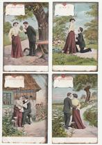 serie van 4 ansichten liefde romantiek 1904, Verzenden, Voor 1920, Gelopen, Overige thema's