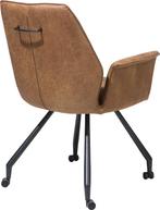 6 Nieuwe Armleuning stoelen Cognac + wiel en greep John H&H, Huis en Inrichting, Nieuw, Vijf, Zes of meer stoelen, Metaal, Bruin