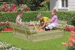Houten zandbak 120 x 120 x 25 met zitbankjes  654, Kinderen en Baby's, Speelgoed | Buiten | Zandbakken, Ophalen of Verzenden, Nieuw