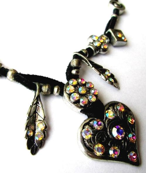 Prachtige Vintage Aurora Borealis kristal ketting verzilverd, Sieraden, Tassen en Uiterlijk, Kettingen, Zo goed als nieuw, Verzenden