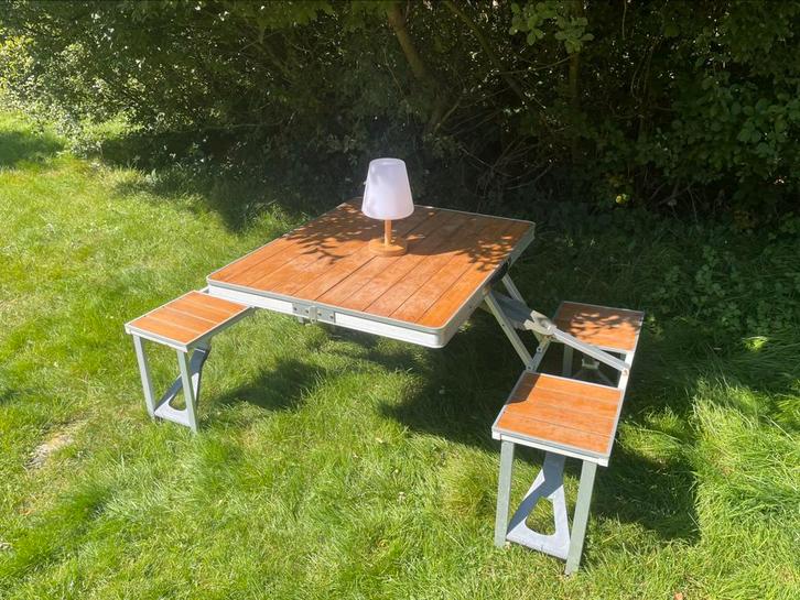 Bamboe picknick tafel opklapbaar Defa, Caravans en Kamperen, Kampeermeubelen, Gebruikt, Campingtafel, Ophalen