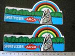 2x sticker sportvisser arca logo hengelsport regenboog forel, Verzenden, Zo goed als nieuw, Merk