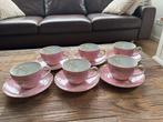 6 roze Pip Studio Early Bird cappuccino kop en schotels, Ophalen, Zo goed als nieuw, Overige stijlen, Kop(pen) en/of Schotel(s)