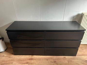 MALM Ladekast met 6 lades, zwartbruin