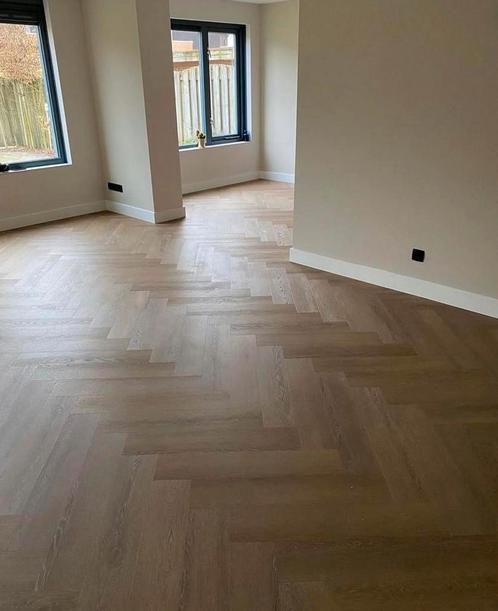 Nu €10 per m2 korting dus nu €65 incl. montage PVC visgraat, Huis en Inrichting, Stoffering | Vloerbedekking, Nieuw, Beige, 75 m² of meer