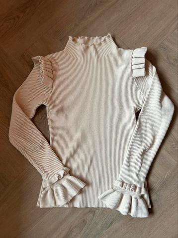 Drôle de copine beige longsleeve met ruffels maat S beschikbaar voor biedingen