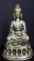 Mediterende BOEDDHA <> Zwaar Bronzen BEELDJE 10½ cm hoog, Ophalen of Verzenden, Zo goed als nieuw, Beeld(je), Boeddhisme