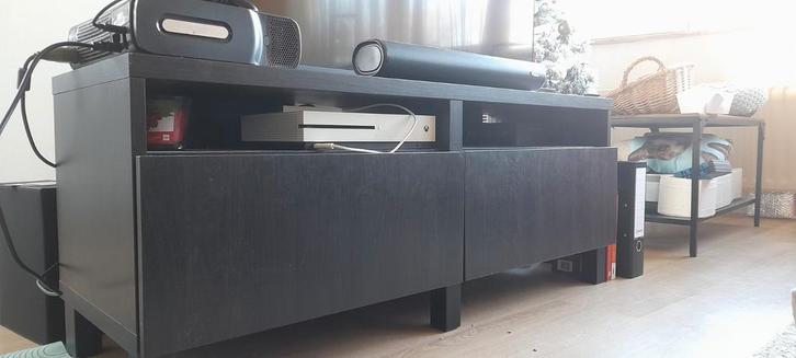 Ikea Besta TV meubel zwart met lades, Huis en Inrichting, Kasten | Televisiemeubels, Zo goed als nieuw, Minder dan 100 cm, 100 tot 150 cm