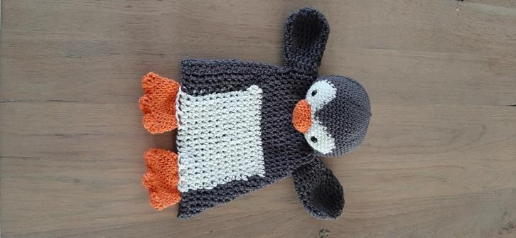 Gehaakte lappenpop pinguin, Kinderen en Baby's, Kraamcadeaus en Geboorteborden, Nieuw, Ophalen of Verzenden