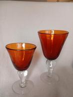 Vintage glazen, amberkleurig, met luchtbellen, Antiek en Kunst, Antiek | Glas en Kristal, Ophalen of Verzenden