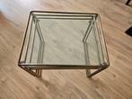 Set bijzettafels glas en metaal bronskleurig, Ophalen, Gebruikt, 50 tot 100 cm, Rond