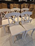 5 Witte landelijke eetkamerstoelen, Huis en Inrichting, Stoelen, Vijf, Zes of meer stoelen, Gebruikt, Landelijk, Wit