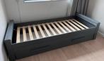 Woood bed Dennis grijs met bedlade, Huis en Inrichting, Slaapkamer | Bedden, Ophalen, Gebruikt, 90 cm, Eenpersoons