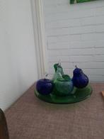 Mooie groene Leerdam glas, fruitschaal met glazen fruit, Antiek en Kunst, Antiek | Glas en Kristal, Ophalen
