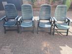 4 opklapbare tuinstoelen gratis, Ophalen, Gebruikt, Kunststof, Verstelbaar