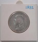 1 Gulden 1892	Koningin Wilhelmina, 1 gulden, Zilver, Ophalen of Verzenden, Koningin Wilhelmina