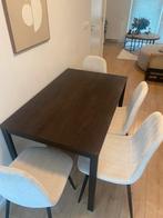 4 persoons tafel donker hout. Uitschuifbaar voor 6 persoons., Huis en Inrichting, Tafels | Eettafels, Ophalen, 200 cm of meer