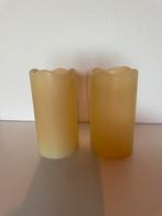 Set van 2 Crème Kleurige Kaarsen, Kunststof, Gebruikt, Ophalen of Verzenden, Crème