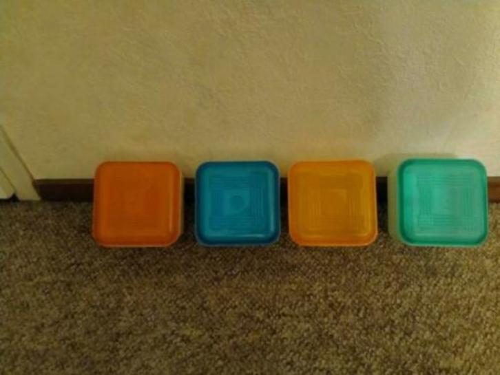 Retro Tupperware bakjes jaren 60-70, Huis en Inrichting, Keuken | Tupperware, Gebruikt, Overige typen, Blauw, Groen, Wit, Oranje