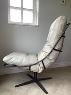 Industriële draai fauteuil Brutus metaal + leer Het Anker, Huis en Inrichting, Ophalen, Minder dan 75 cm, Zo goed als nieuw, Metaal